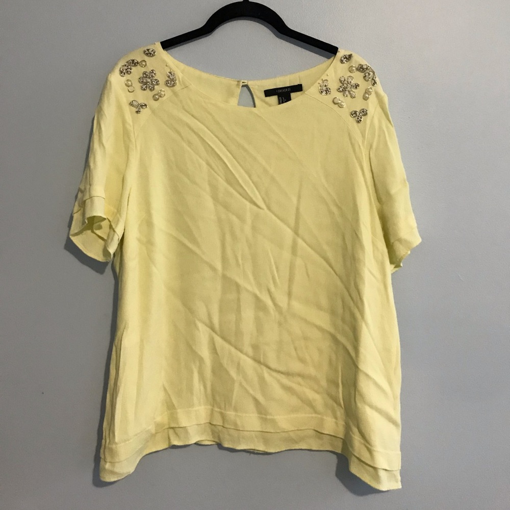 Forever 21 Yellow Top w/ Embellishments Shoulder